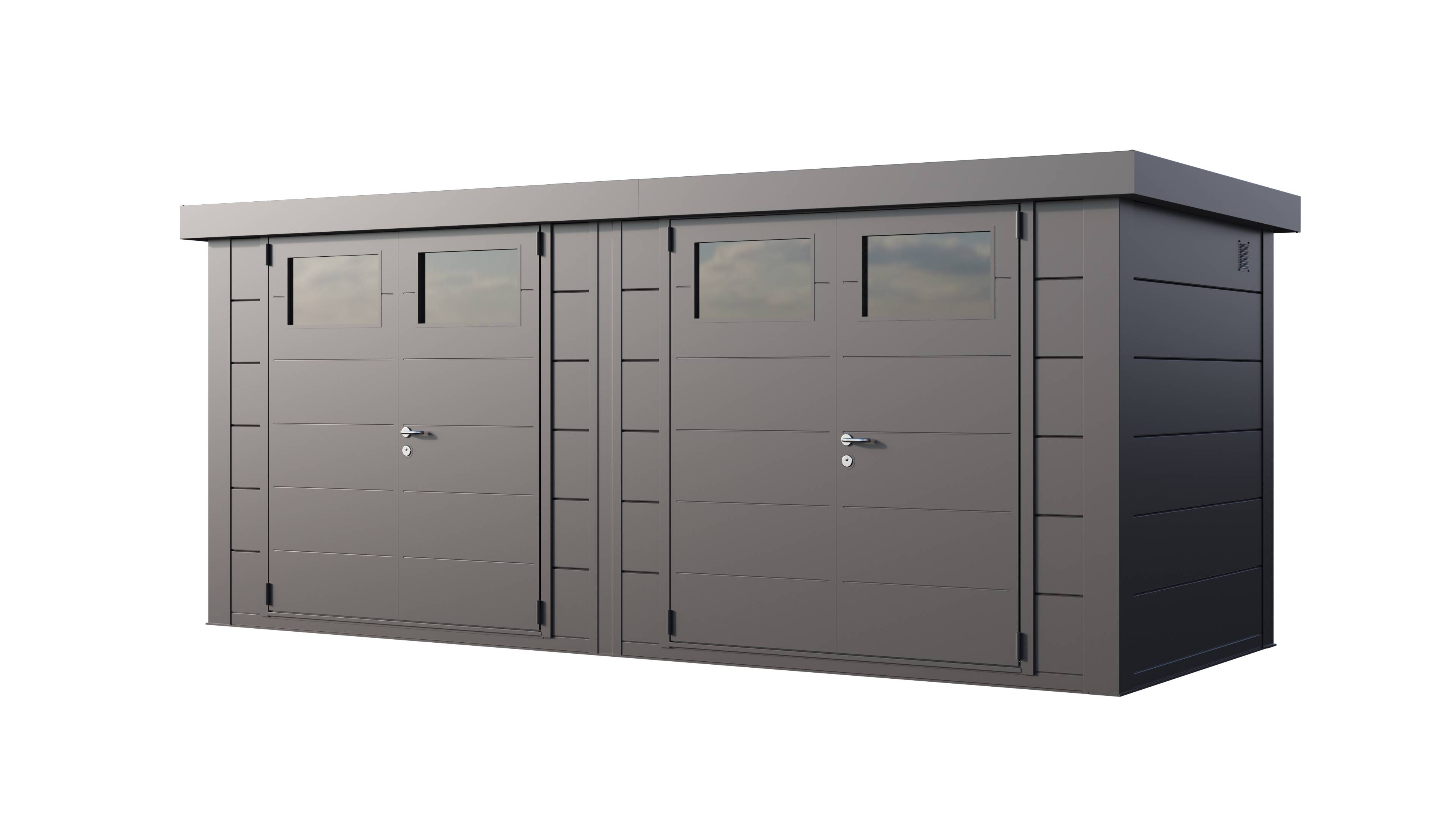 Telluria - Double abri en métal de 11.2m² ( 2 fois 5,6 m² ) anthracite - CLASSICO DUO 2721 TELLURIA - Image 1
