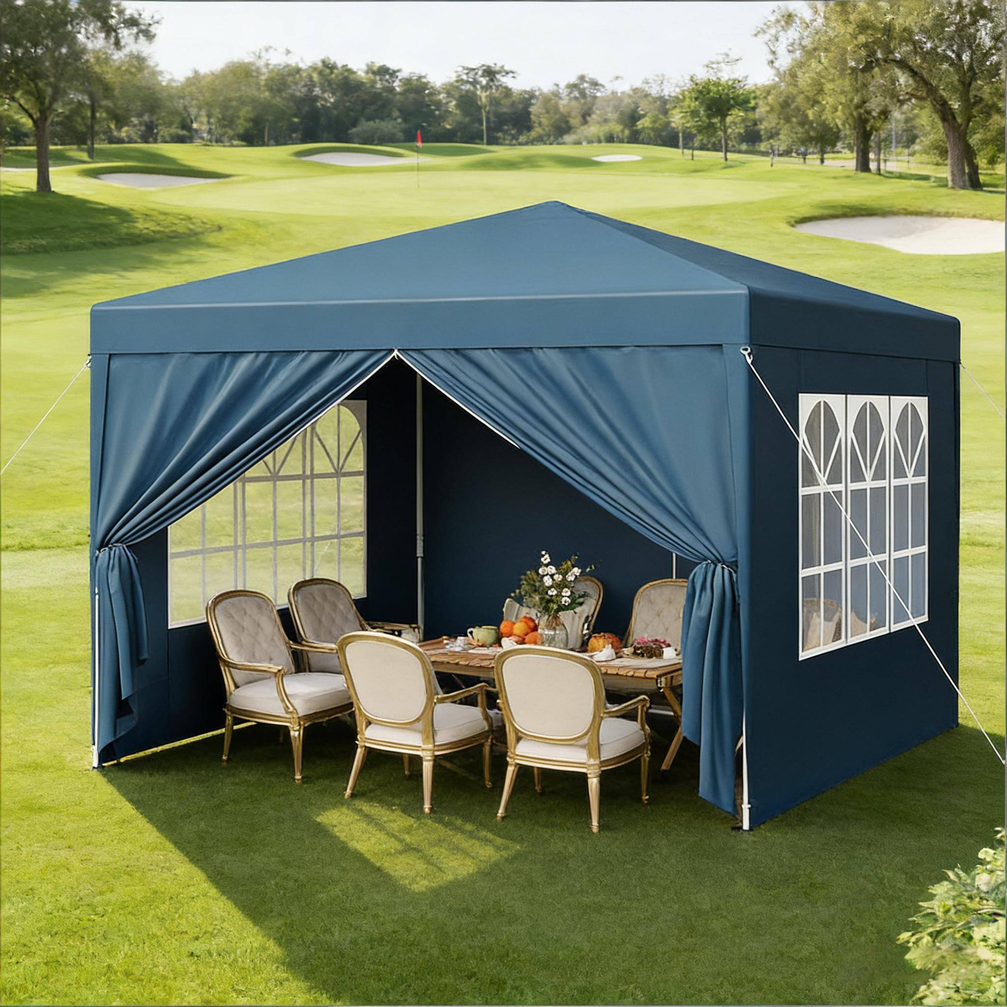 Tonnelle pliante acier tissu Oxford jardin événement imperméable anti-UV 3x3m bleu - ComfortXL Outdoor Living - Image 1