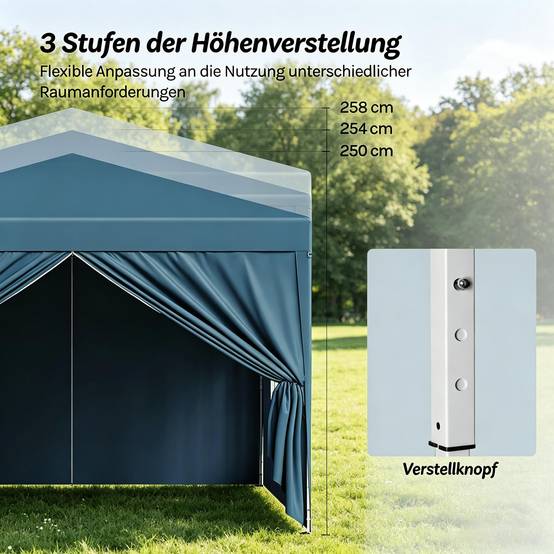 Tonnelle pliante acier tissu Oxford jardin événement imperméable anti-UV 3x3m bleu - ComfortXL Outdoor Living - Image 5
