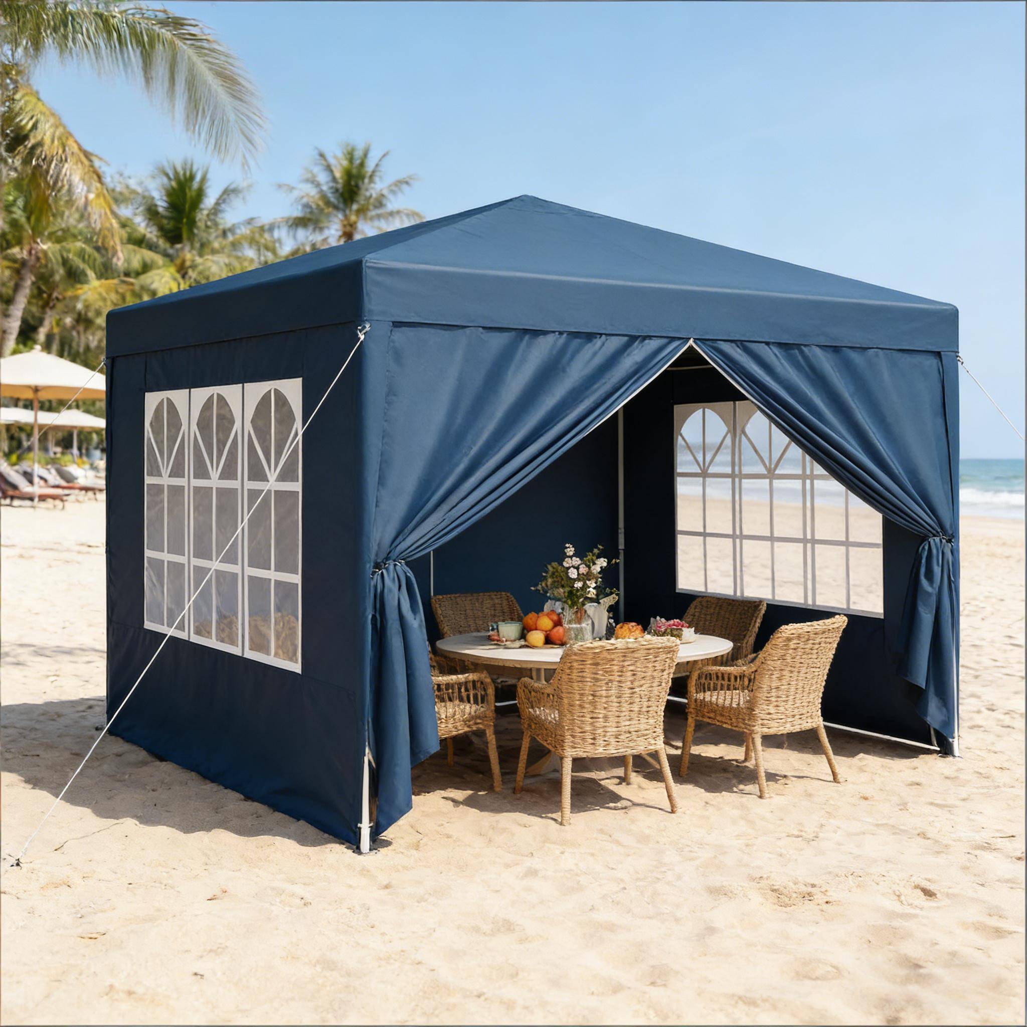 Tonnelle pliante acier tissu Oxford jardin événement imperméable anti-UV 3x3m bleu - ComfortXL Outdoor Living - Image 2