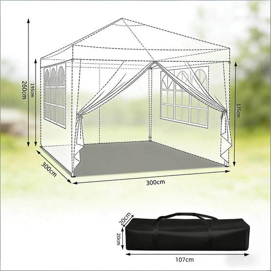 Tonnelle pliante acier tissu Oxford jardin événement imperméable anti-UV 3x3m bleu - ComfortXL Outdoor Living - Image 3