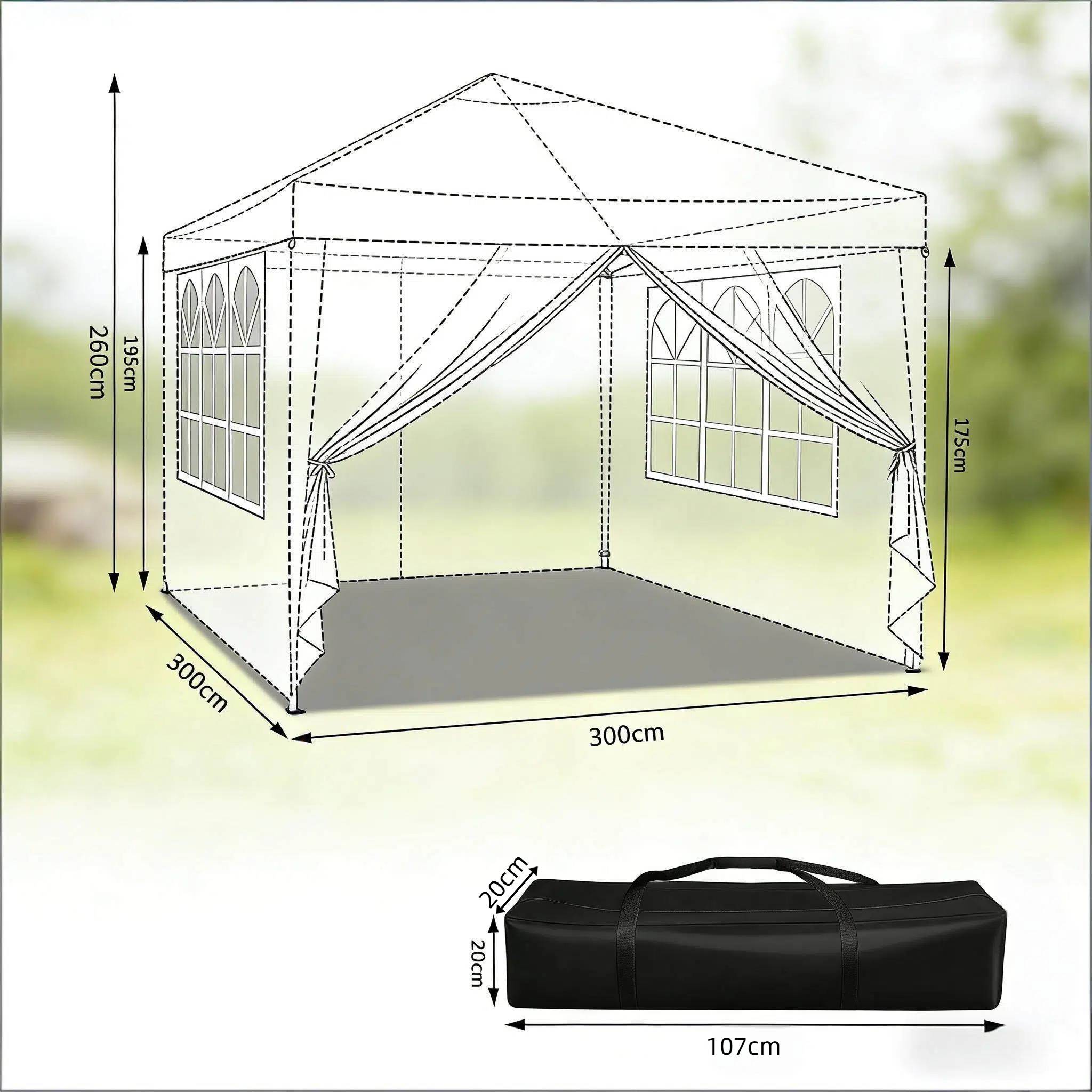 Tonnelle pliante acier tissu Oxford jardin événement imperméable anti-UV 3x3m bleu - ComfortXL Outdoor Living - Image 3