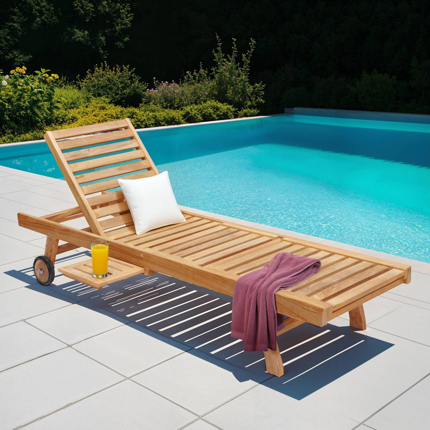 Bain de soleil pliant en teck LOMBOK - HAPPY GARDEN - Image 2