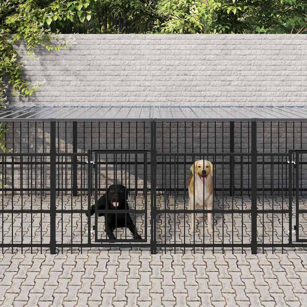 Vidaxl - Chenil d'extérieur avec toit pour chiens Acier 15,02 m² vidaXL 3124670 - Image 1