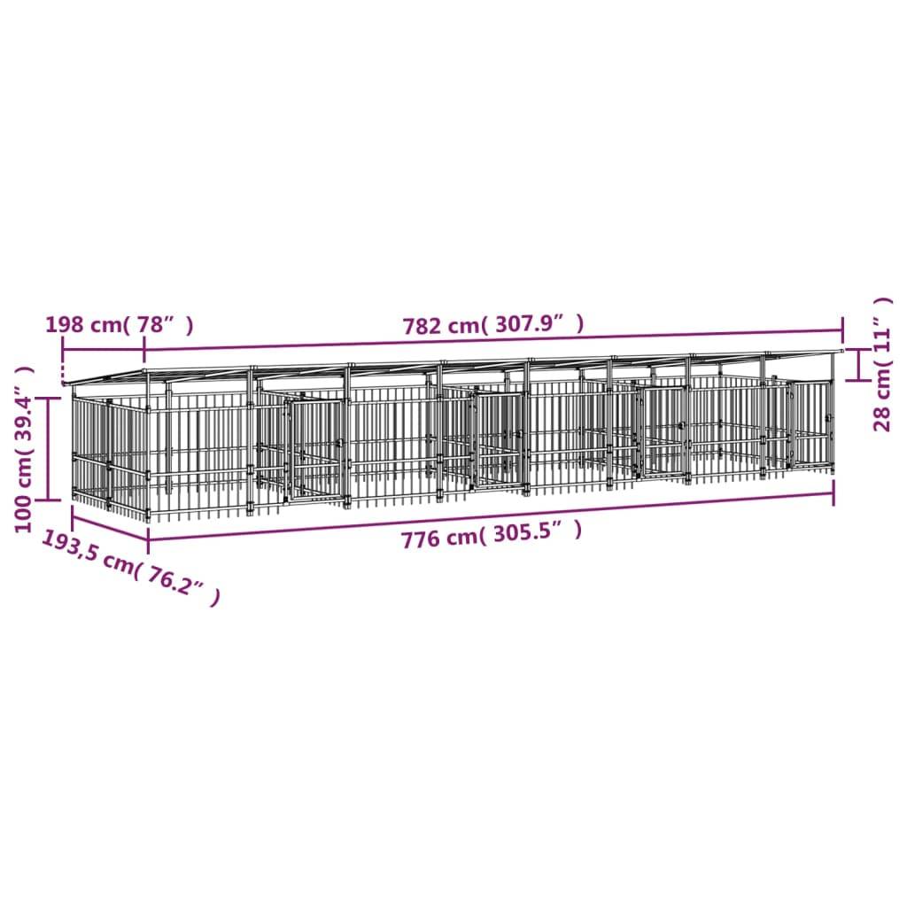 Vidaxl - Chenil d'extérieur avec toit pour chiens Acier 15,02 m² vidaXL 3124670 - Image 3