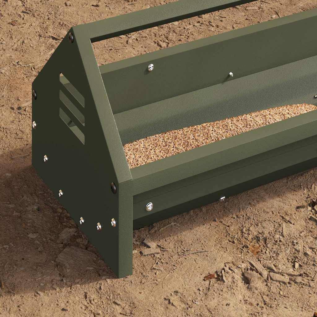 Mangeoire Linéaire Poule Métal Extérieur Grille Hygiénique Olive - ComfortXL Outdoor Living - Image 4