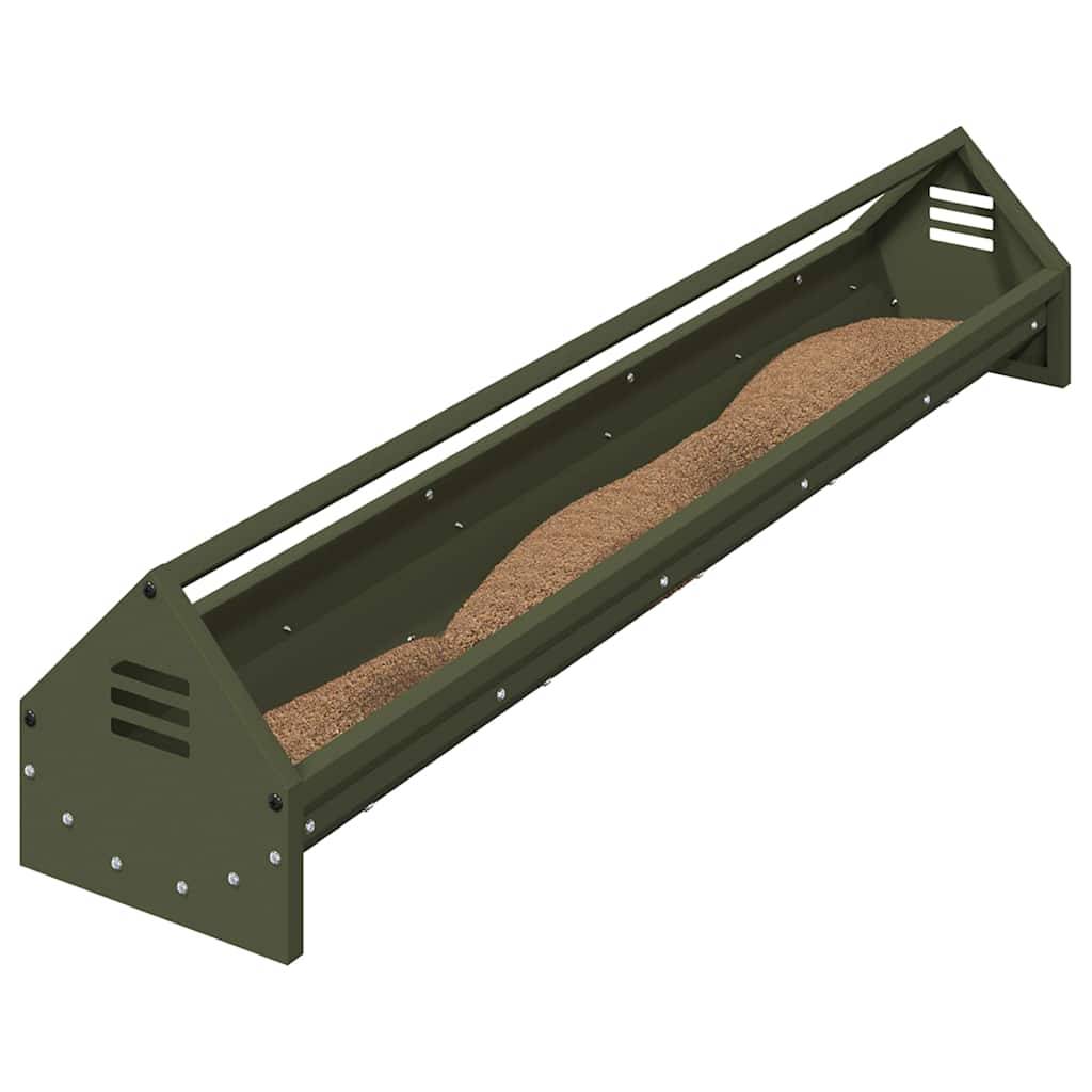 Mangeoire Linéaire Poule Métal Extérieur Grille Hygiénique Olive - ComfortXL Outdoor Living - Image 3