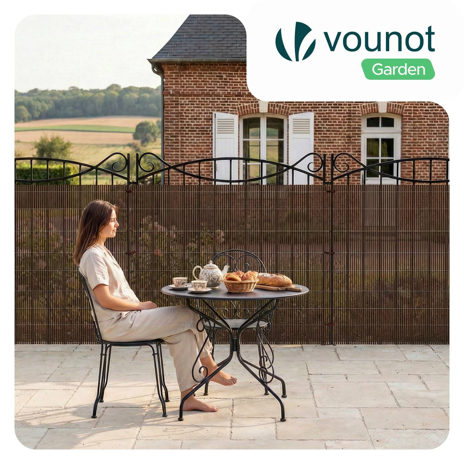 Vounot - Clôture en canisse PVC 160x500cm imitation osier marron - Image 7