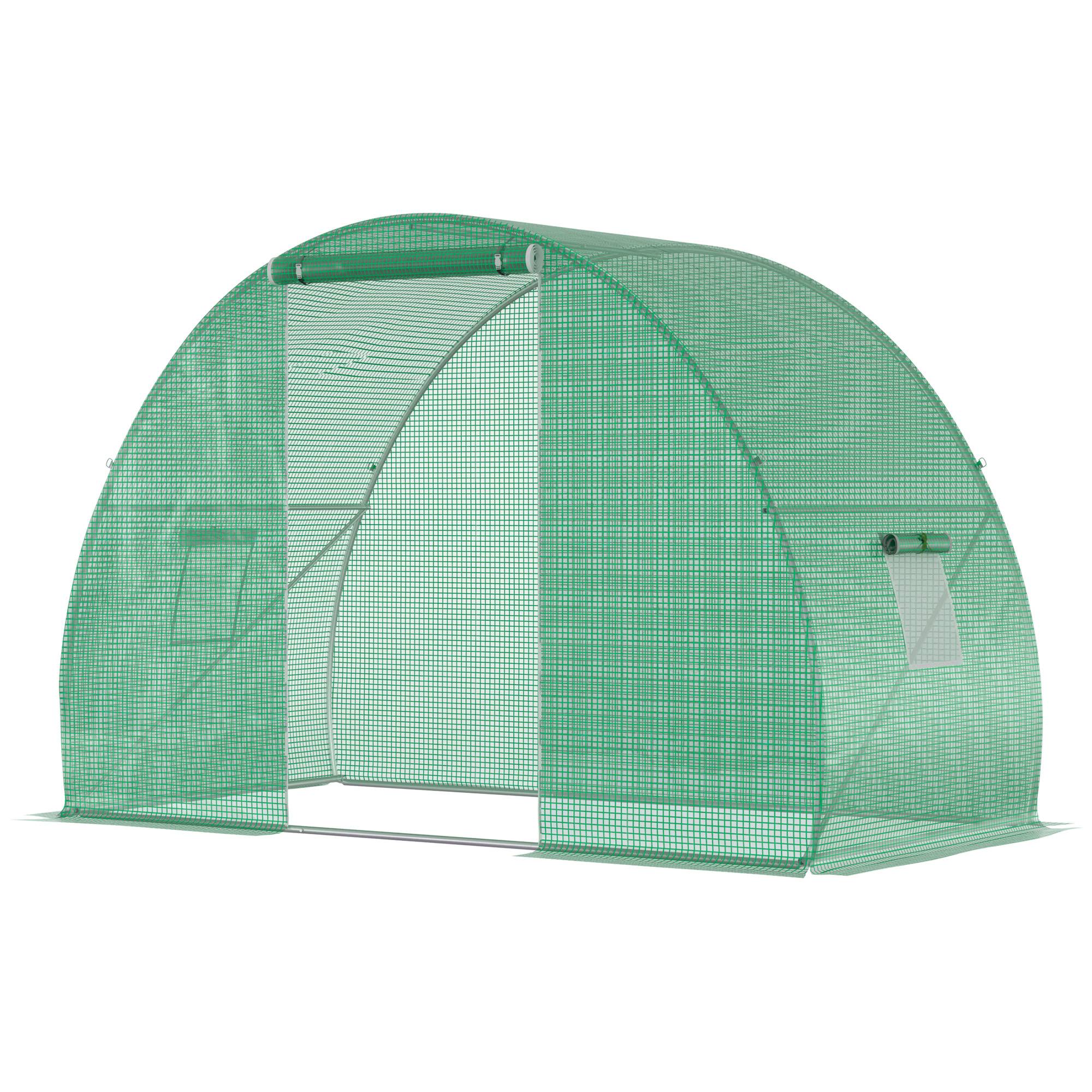Maison Chic - Serre de Jardin Tunnel serre d'hivernage Surface Sol 4,5 m² 3x1,5x2H m châssis Tubulaire renforcé Porte zippée 2 fenêtres enroulables Vert - Image 1