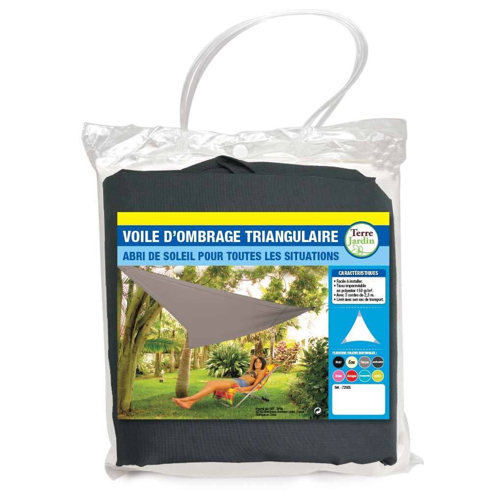 Terre Jardin - Voile d'ombrage triangulaire 3.6 mètres Anthracite - Image 1