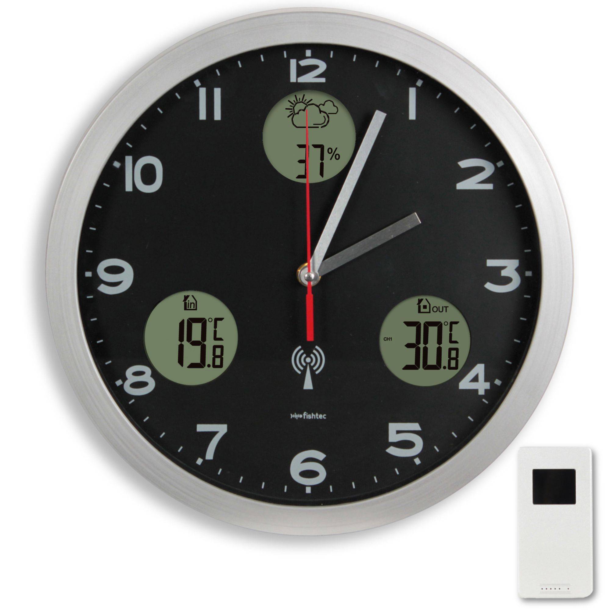 Horloge Murale Station Météo - 3 Écrans LCD Température Intérieure Extérieure Humidité Prévisions - Image 1
