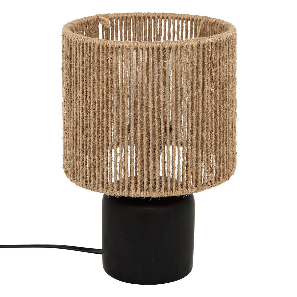Lampe à Poser en Céramique "Koby" 24cm Noir & Naturel - Image 1