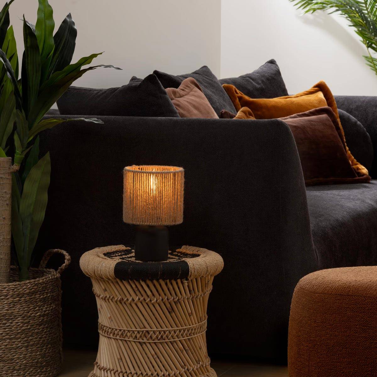 Lampe à Poser en Céramique "Koby" 24cm Noir & Naturel - Image 4