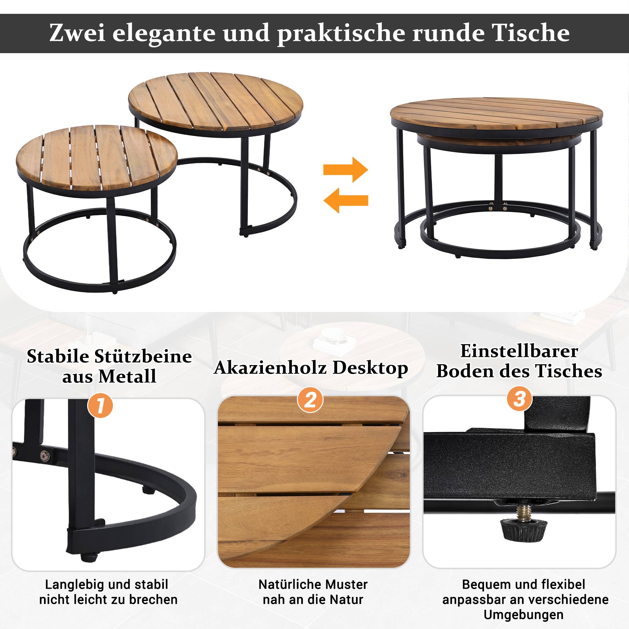 Set de mobilier de jardin 6 pièces avec 2 canapés, 2 fauteuils et 2 tables Acier Gris - PANGIVO - Image 6