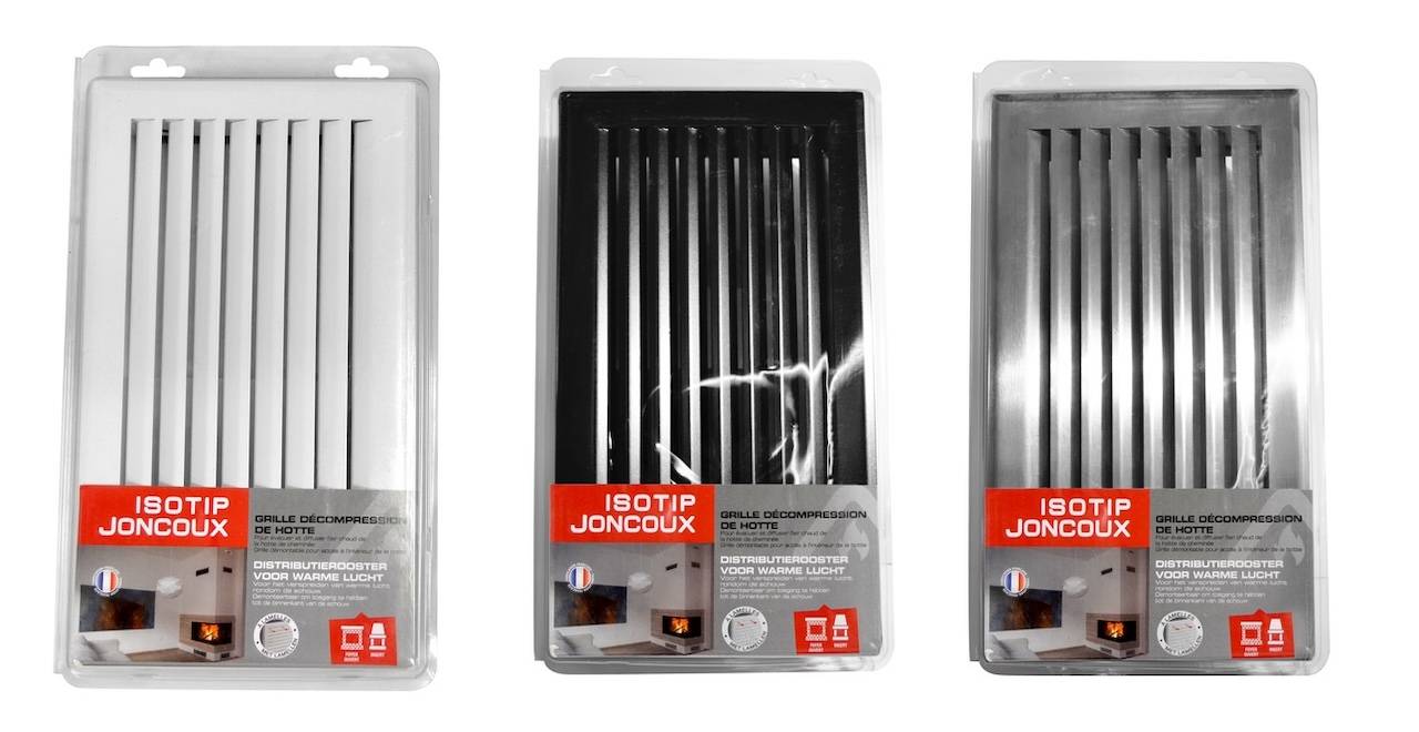 Grille d’air chaud à lamelles noire – 345 x 195 mm
