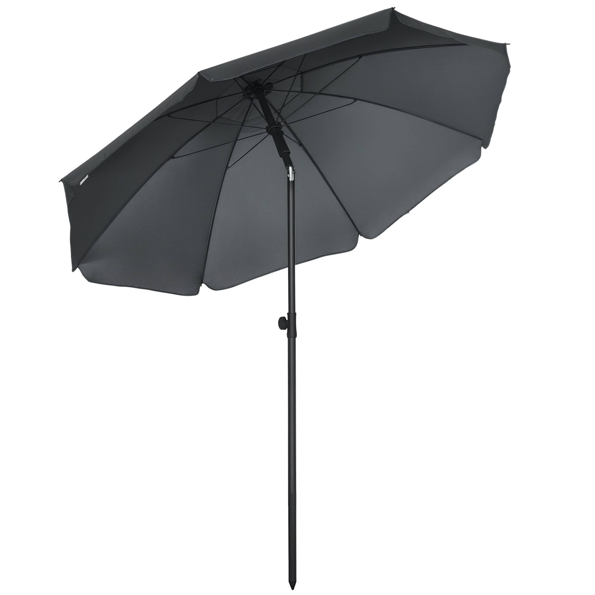 Parasol de plage avec protection UV50+, mât de 32 mm de diamètre et toile réglable 180 x 209 cm, gris foncé - Image 1