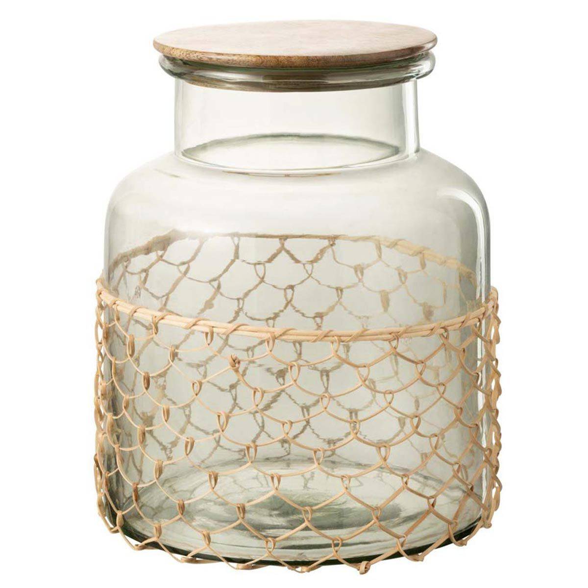 Bocal de Conservation "Tricot" 28cm Transparent & Naturel - Image 1