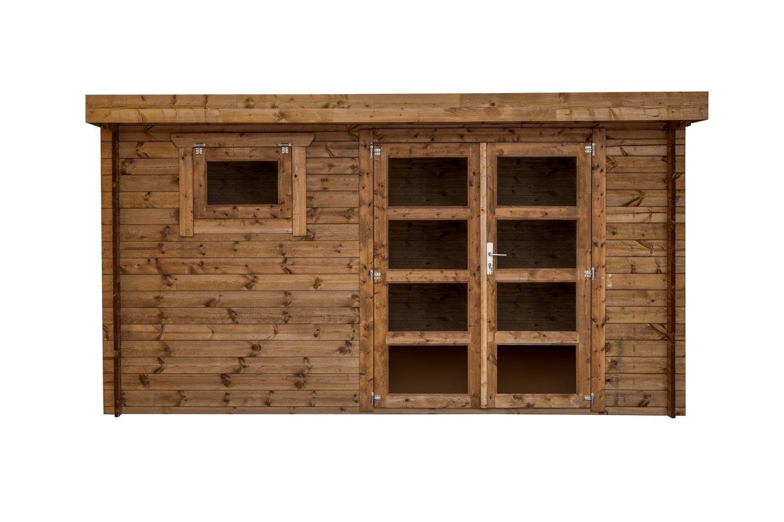 Abri de jardin en bois, surface utile 9.9m², 388x298cm, ep 28mm, INT042 /GARTFLEX - Image 1