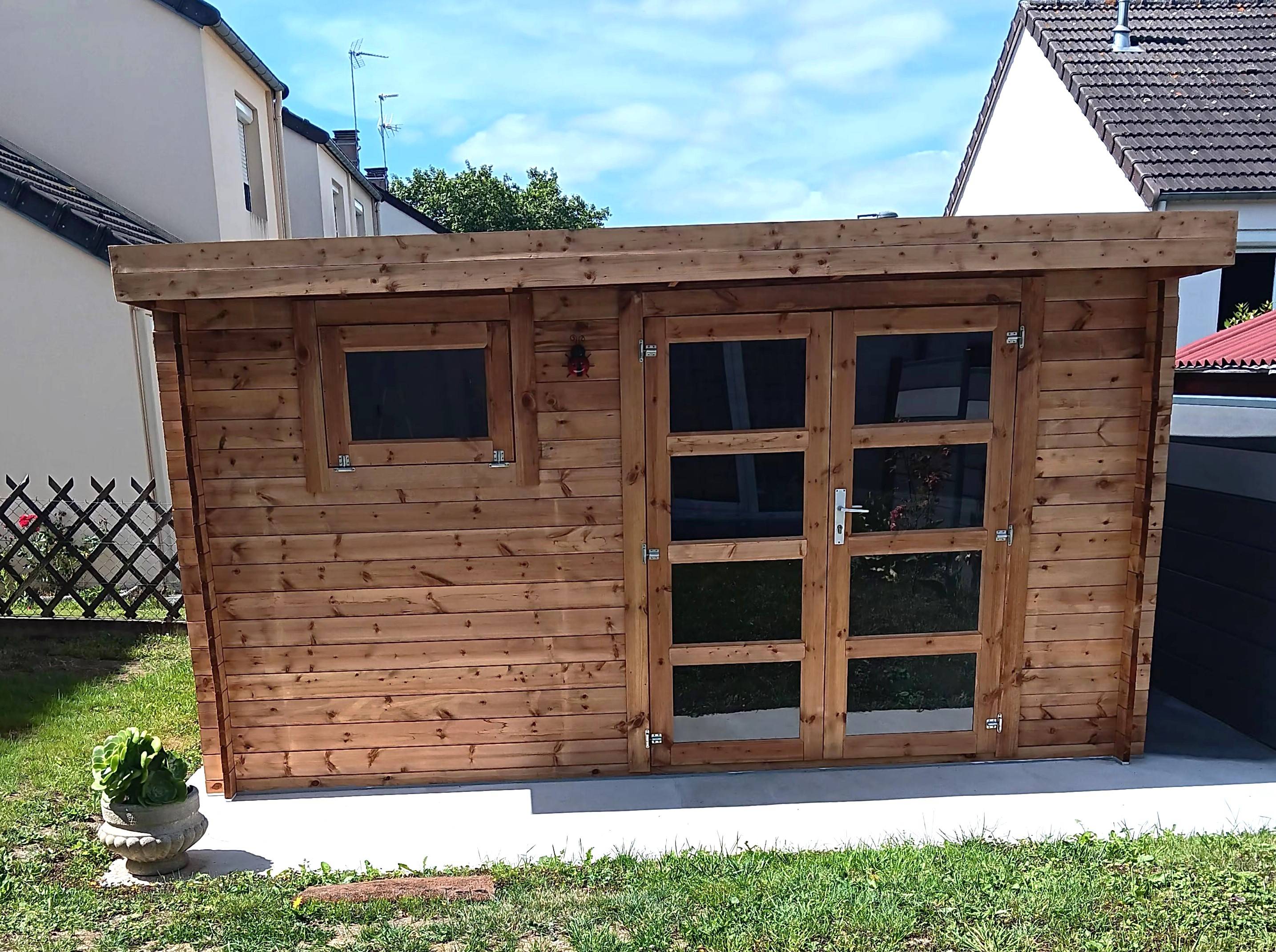 Abri de jardin en bois, surface utile 9.9m², 388x298cm, ep 28mm, INT042 /GARTFLEX - Image 6