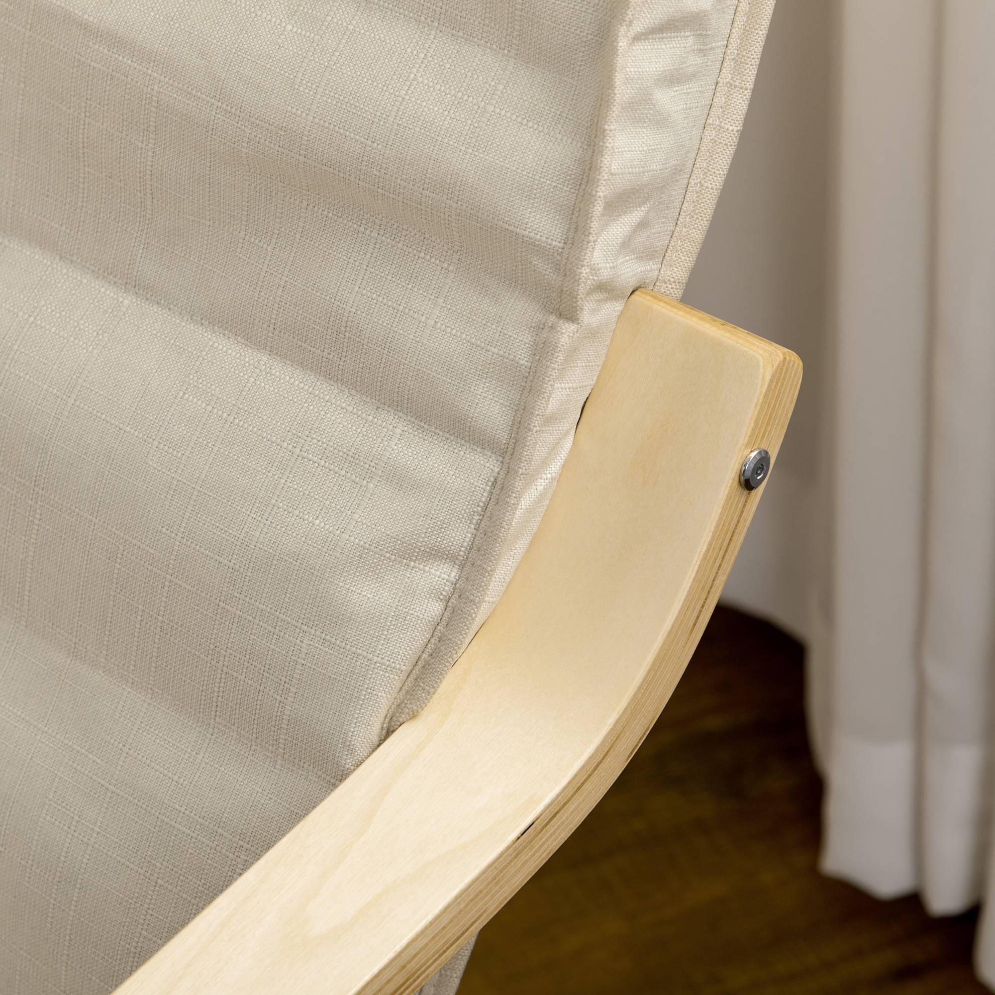 Fauteuil inclinable à bascule, avec repose-pieds réglable, en bois de bouleau, blanc crème - Image 7