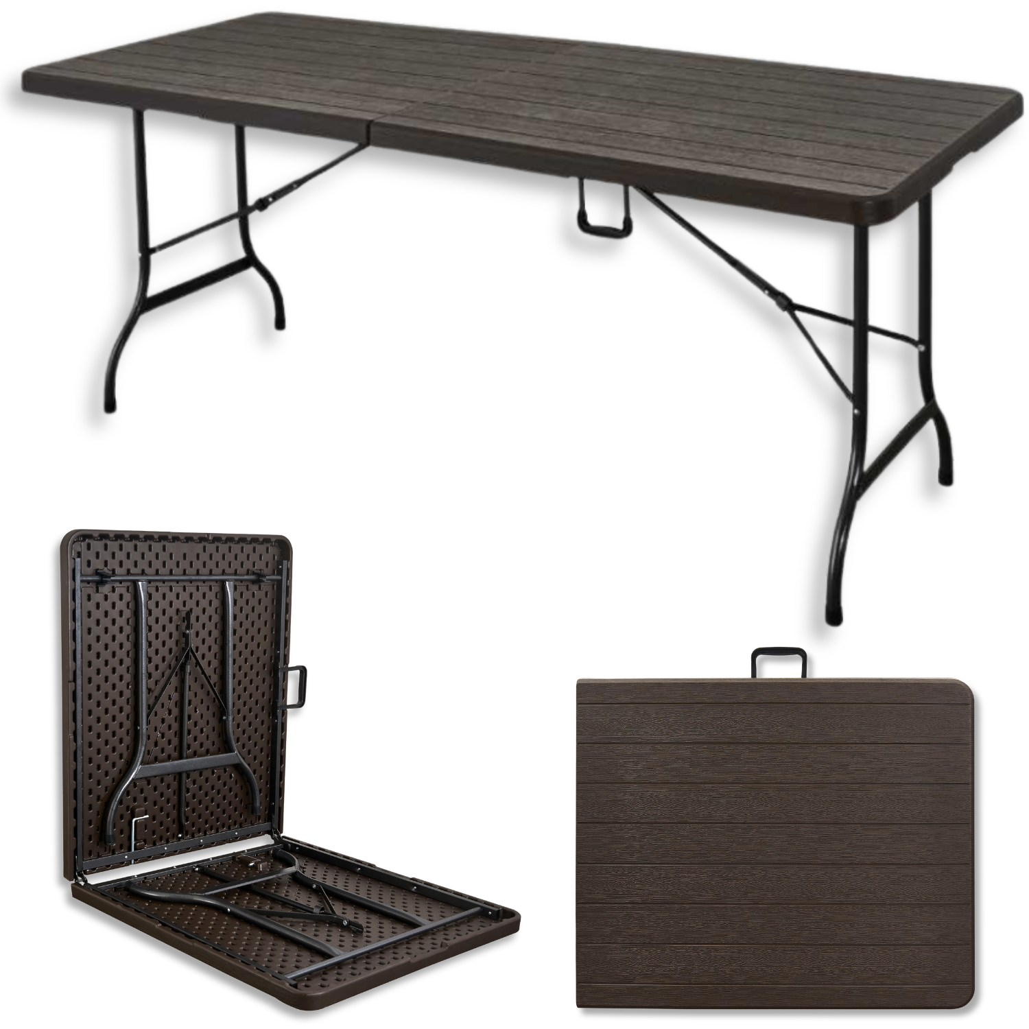 Terre Jardin - Table de jardin pliante 8 personnes 180 cm imitation bois - TERRE JARDIN - Image 1