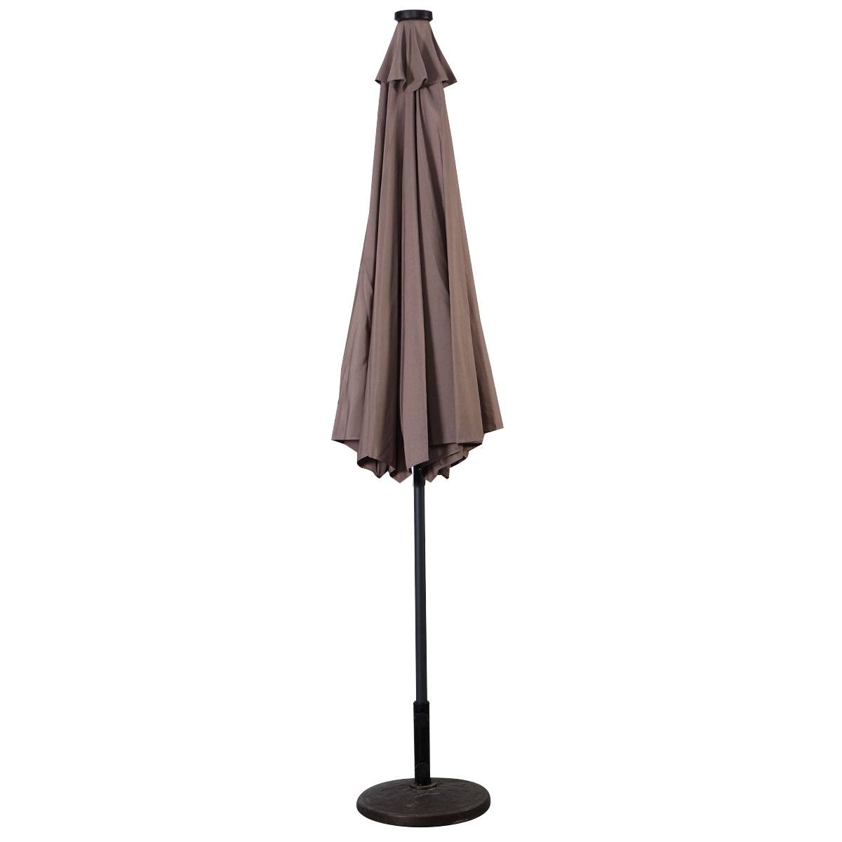 Maison Chic - Parasol Inclinable Dia. 300 cm avec 24 Lumières LED Dolaire en Scier Toile Polyester pour Jardin et Terrasse Marron - Image 7