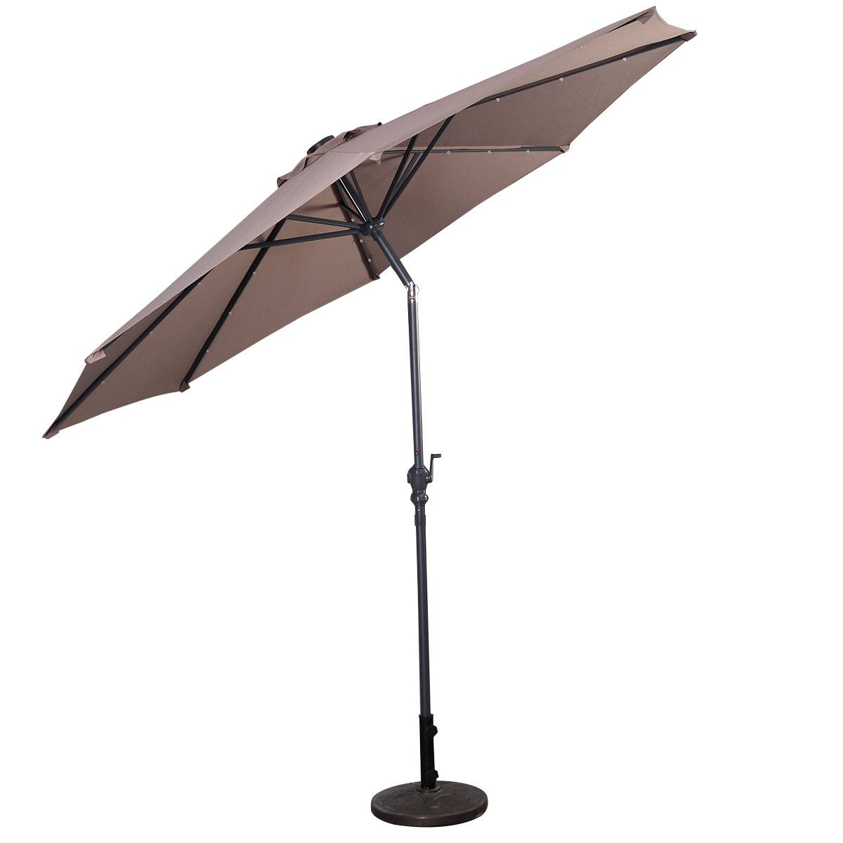 Maison Chic - Parasol Inclinable Dia. 300 cm avec 24 Lumières LED Dolaire en Scier Toile Polyester pour Jardin et Terrasse Marron - Image 6