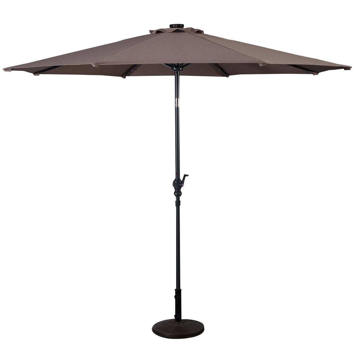Maison Chic - Parasol Inclinable Dia. 300 cm avec 24 Lumières LED Dolaire en Scier Toile Polyester pour Jardin et Terrasse Marron - Image 1