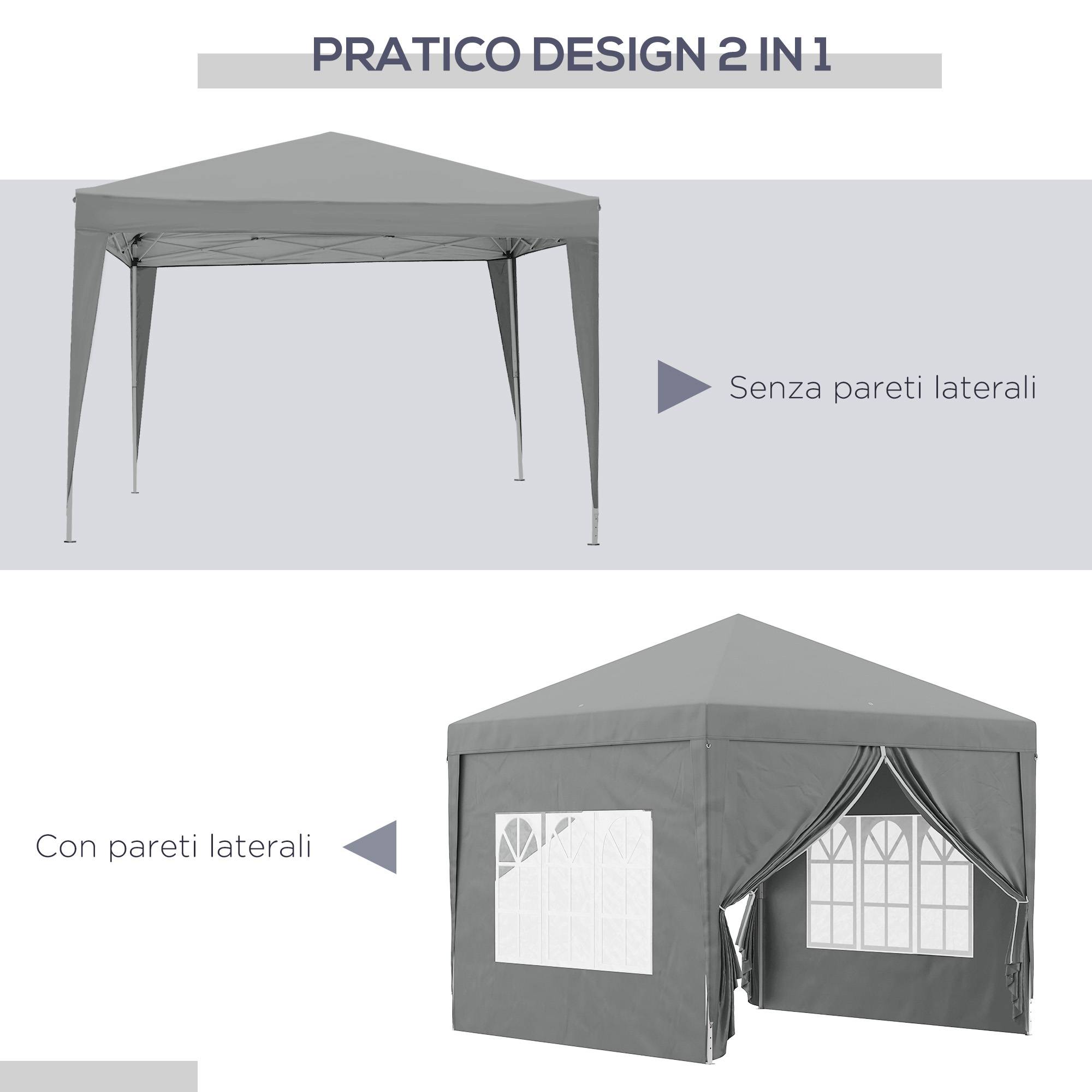 ComfortXL - Tonnelle pliante acier tissu Oxford jardin panneaux latéraux protection UV 3x3m gris clair - ComfortXL Outdoor Living - Image 6