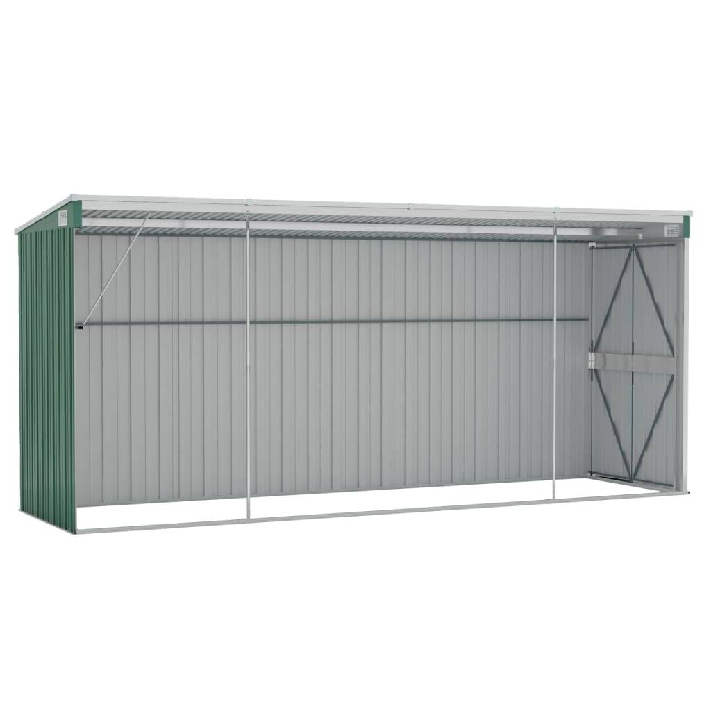 Helloshop26 - Abri de jardin cabane cabanon maison de stockage remise extérieur hangar outils robuste mural 118 x 382 x 178 cm acier galvanisé vert 02_0022340 - Image 5