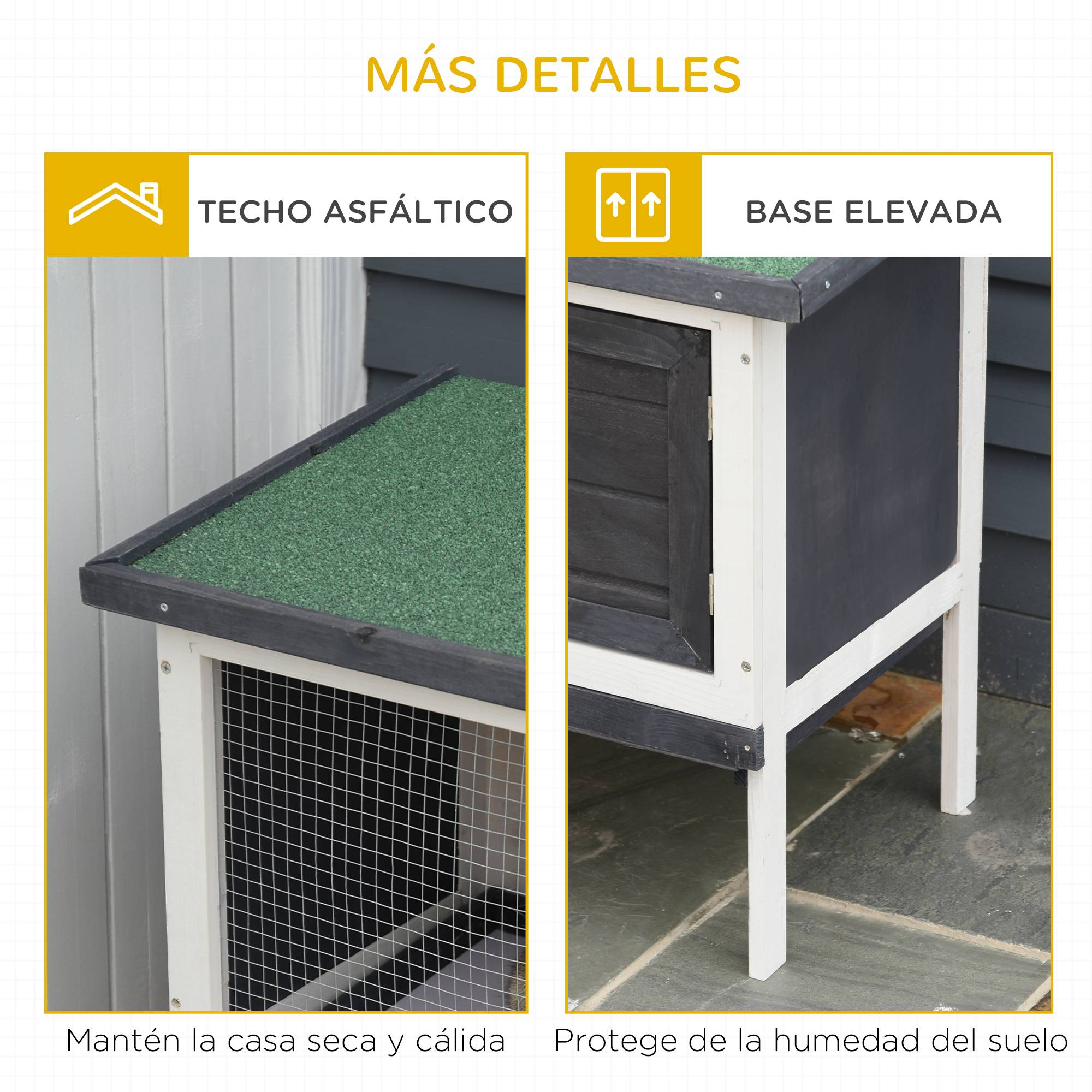 Clapier en Bois Surélevé pour Lapin et Cochon d'Inde Toit Ouvrant Étanche 90 cm Gris Foncé - ComfortXL Outdoor Living - Image 9
