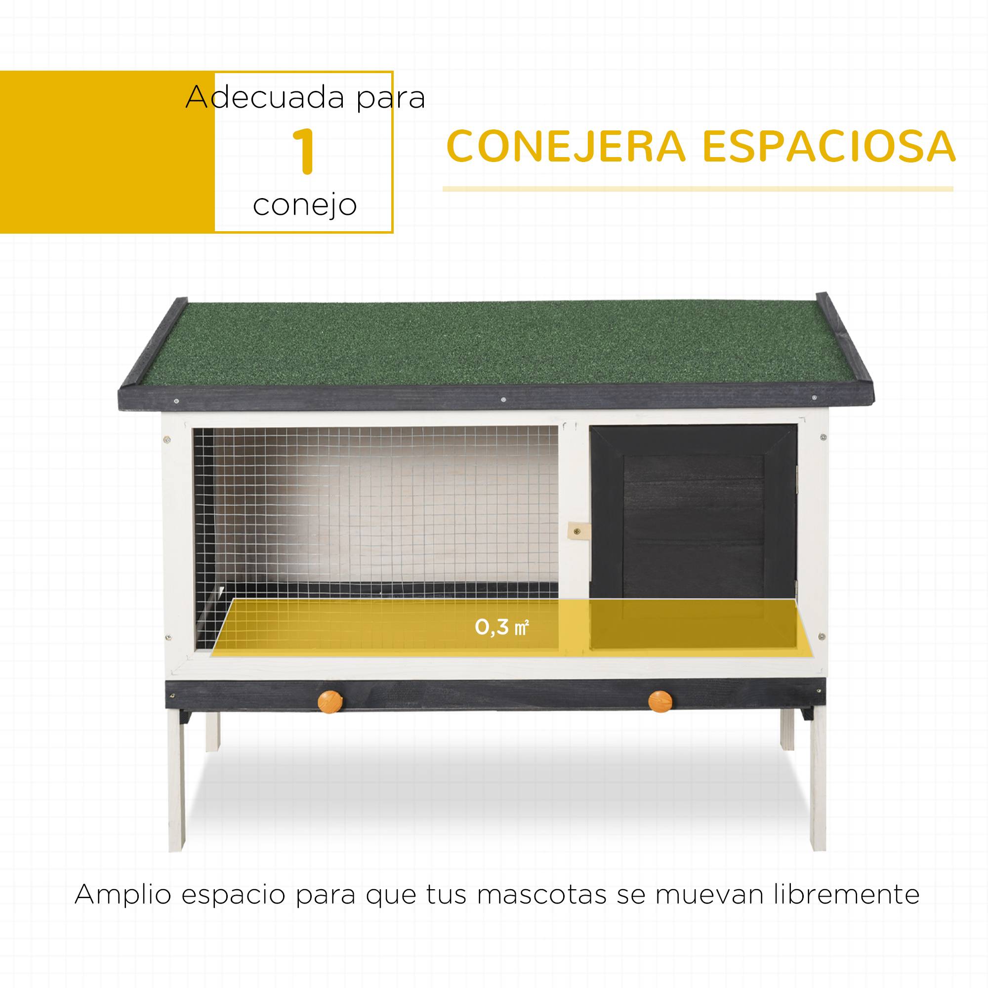 Clapier en Bois Surélevé pour Lapin et Cochon d'Inde Toit Ouvrant Étanche 90 cm Gris Foncé - ComfortXL Outdoor Living - Image 6