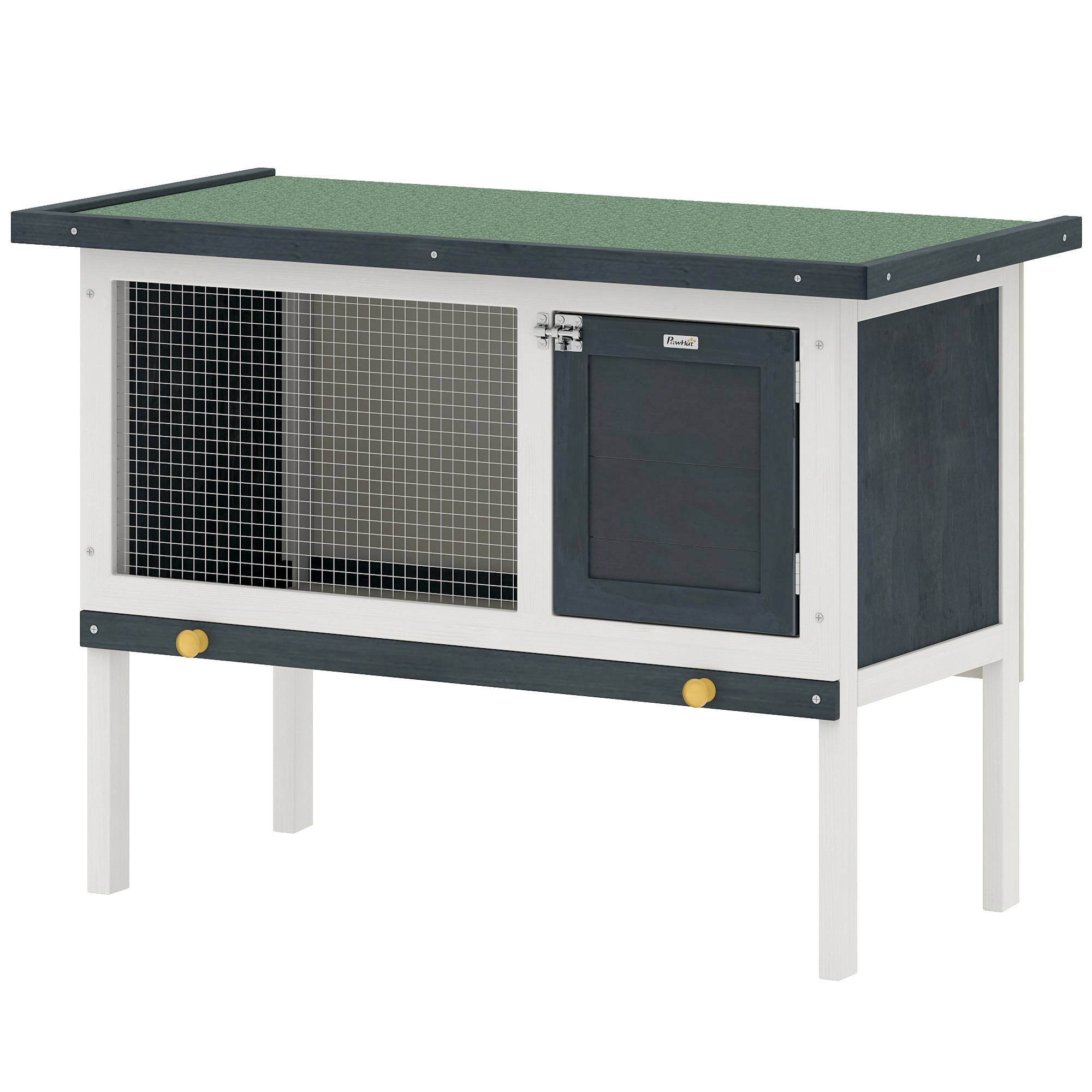 Clapier en Bois Surélevé pour Lapin et Cochon d'Inde Toit Ouvrant Étanche 90 cm Gris Foncé - ComfortXL Outdoor Living - Image 2