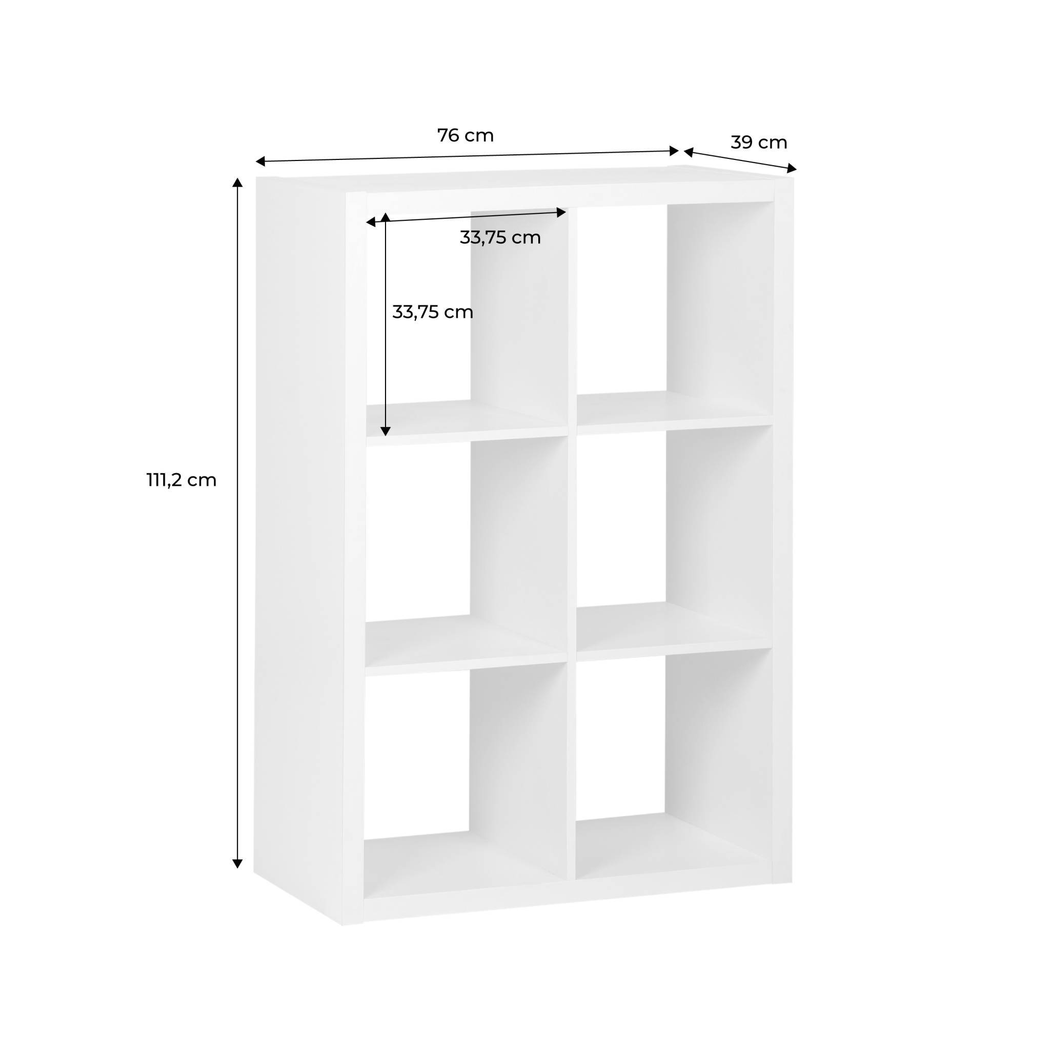 sweeek - Etagère bibliothèque 2 niveaux 6 compartiments. casiers. effet bois blanc. L 111.2 x P 39 x H 76cm | sweeek - Image 4