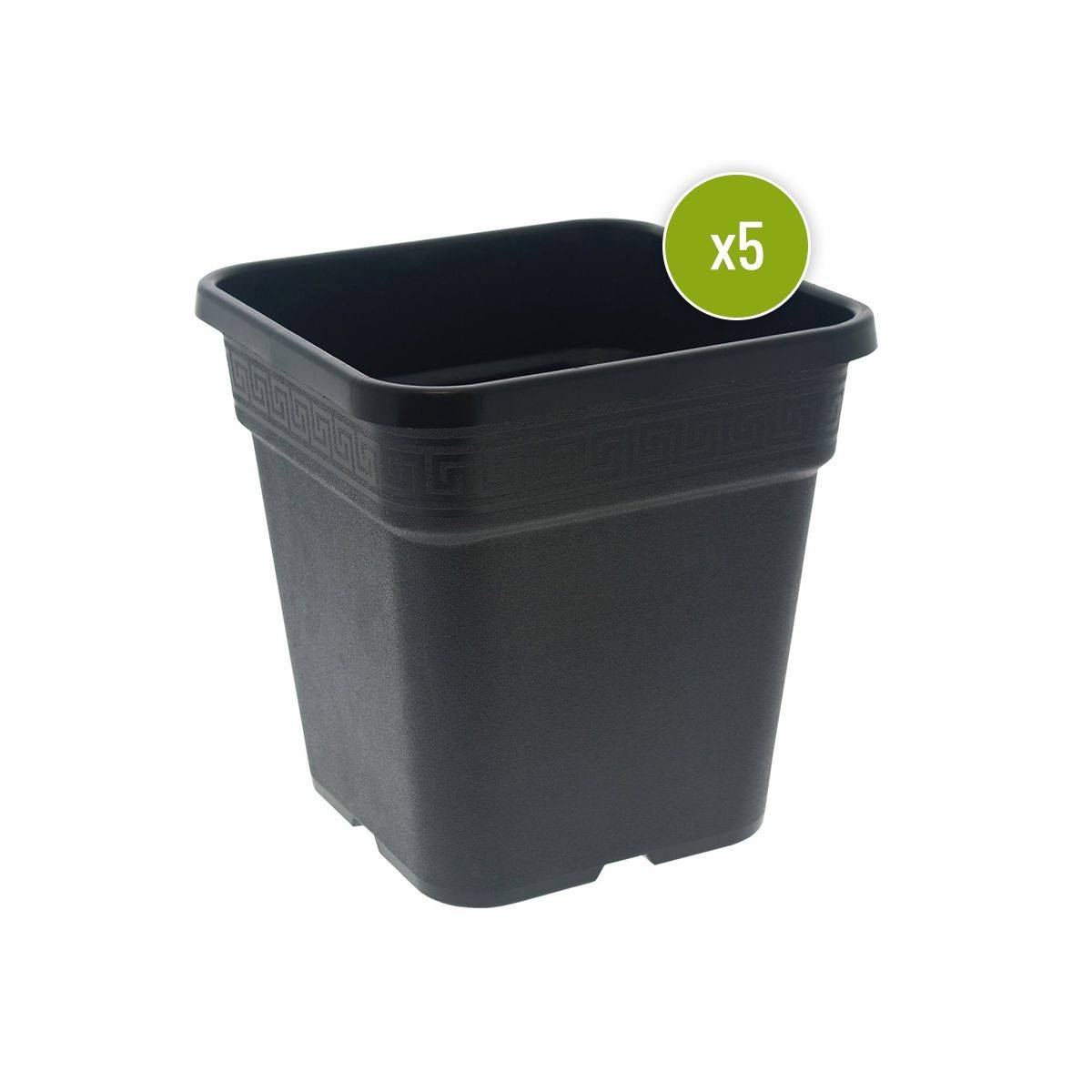 Lot de 5 Pots Carrés Noirs 14L – 28.5x28.5x29 cm - Image 1