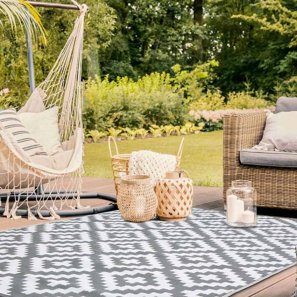 Tapis extérieur rectangulaire réversible 160 x 240 Gris - Image 6