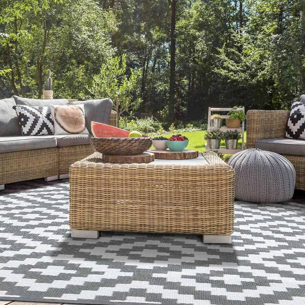 Tapis extérieur rectangulaire réversible 160 x 240 Gris - Image 7