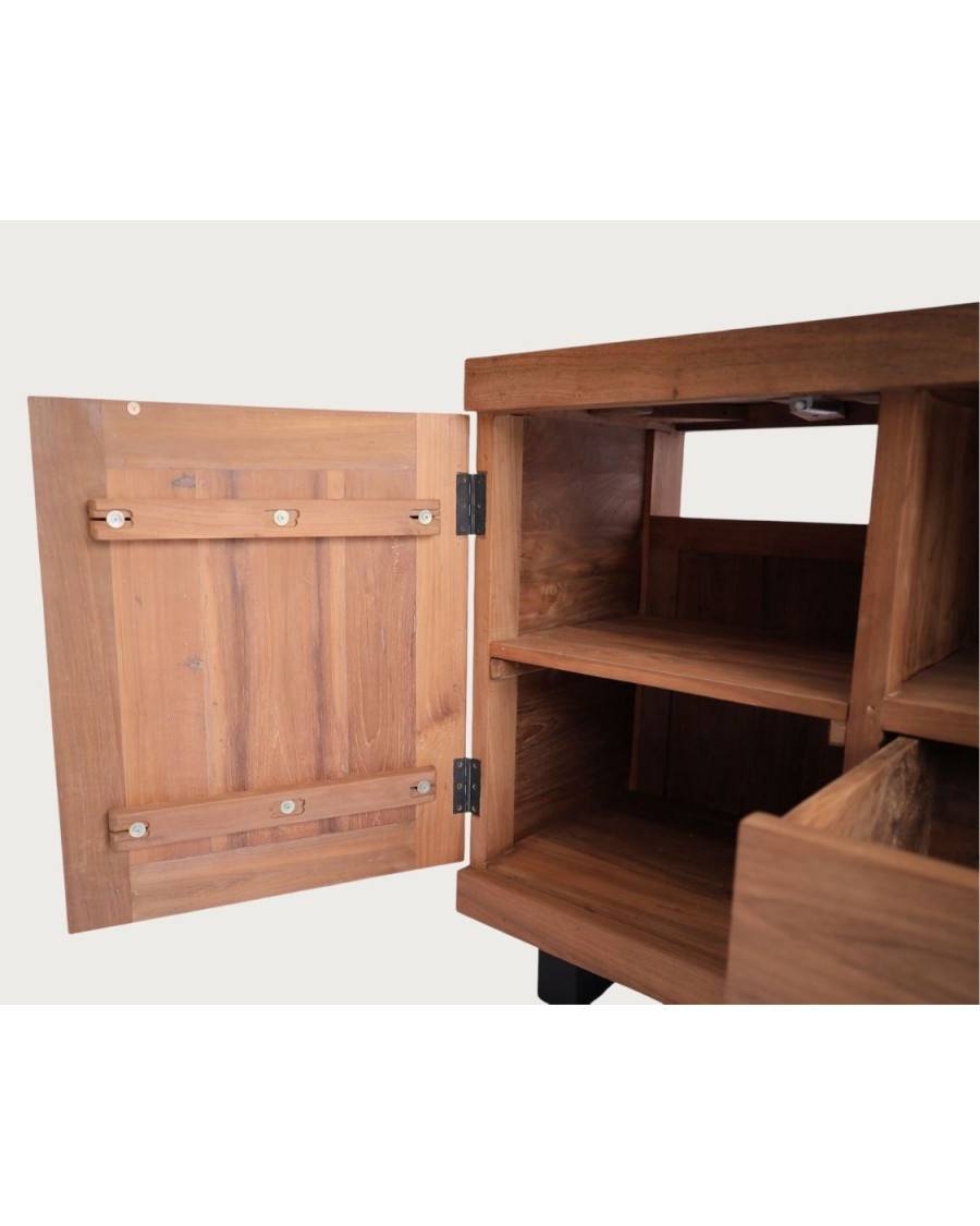 Néo - Meuble en teck parqueté 140 cm - UNIQKA - Image 7