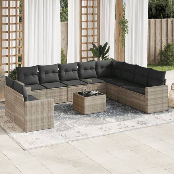 ComfortXL - Salon de jardin bas 11 pièces Résine Tressée Gris Clair avec Rangement pour Terrasse – ComfortXL Outdoor Living - Image 1
