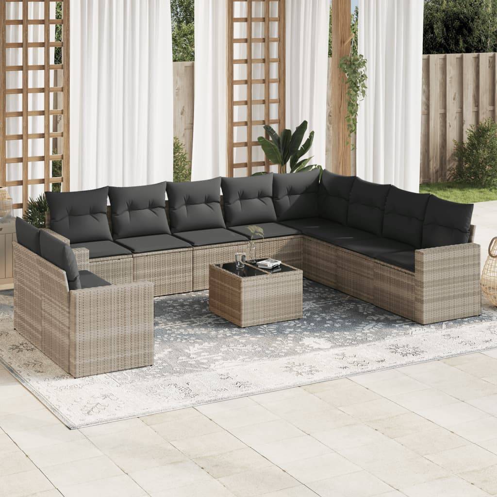 ComfortXL - Salon de jardin bas 11 pièces Résine Tressée Gris Clair avec Rangement pour Terrasse – ComfortXL Outdoor Living - Image 1