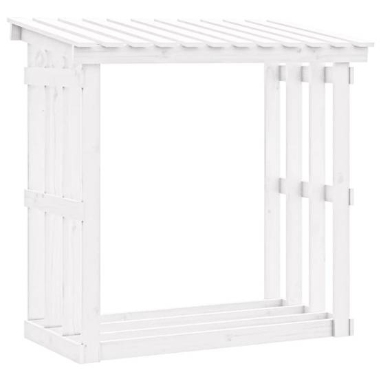 Abri de jardin pour bois de chauffage en Pin Massif Stockage avec Toit 108x64,5x109 cm Blanc - ComfortXL Outdoor Living - Image 2