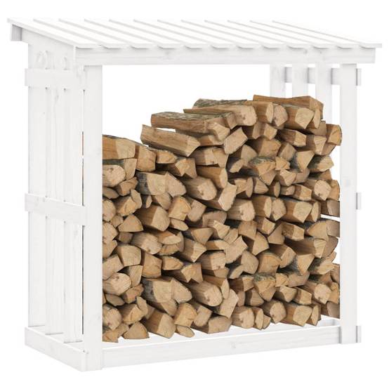 Abri de jardin pour bois de chauffage en Pin Massif Stockage avec Toit 108x64,5x109 cm Blanc - ComfortXL Outdoor Living - Image 4
