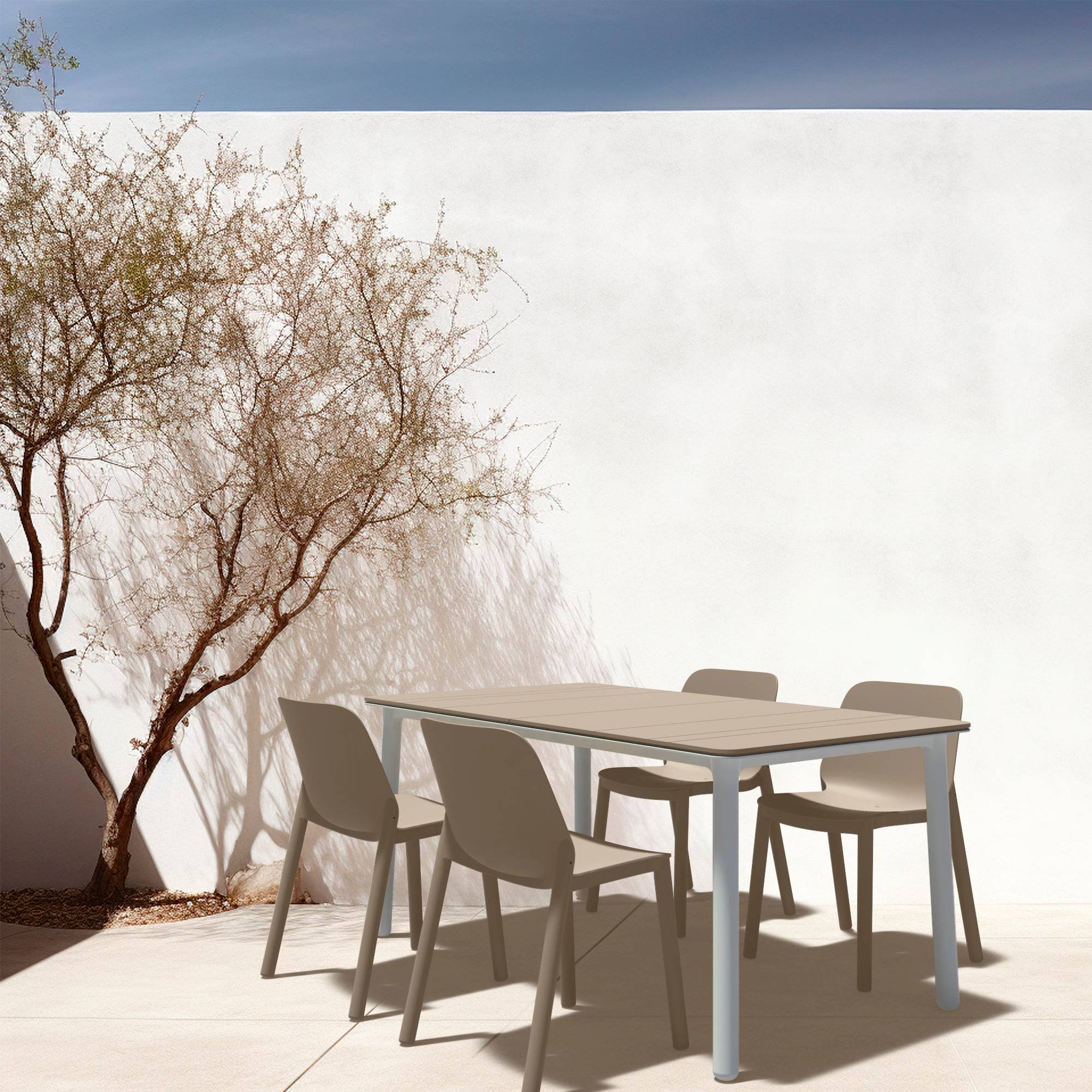 Set 4+1 chaises-table extérieur sable/blanc - sable NOA160-ONE garbar - Image 2