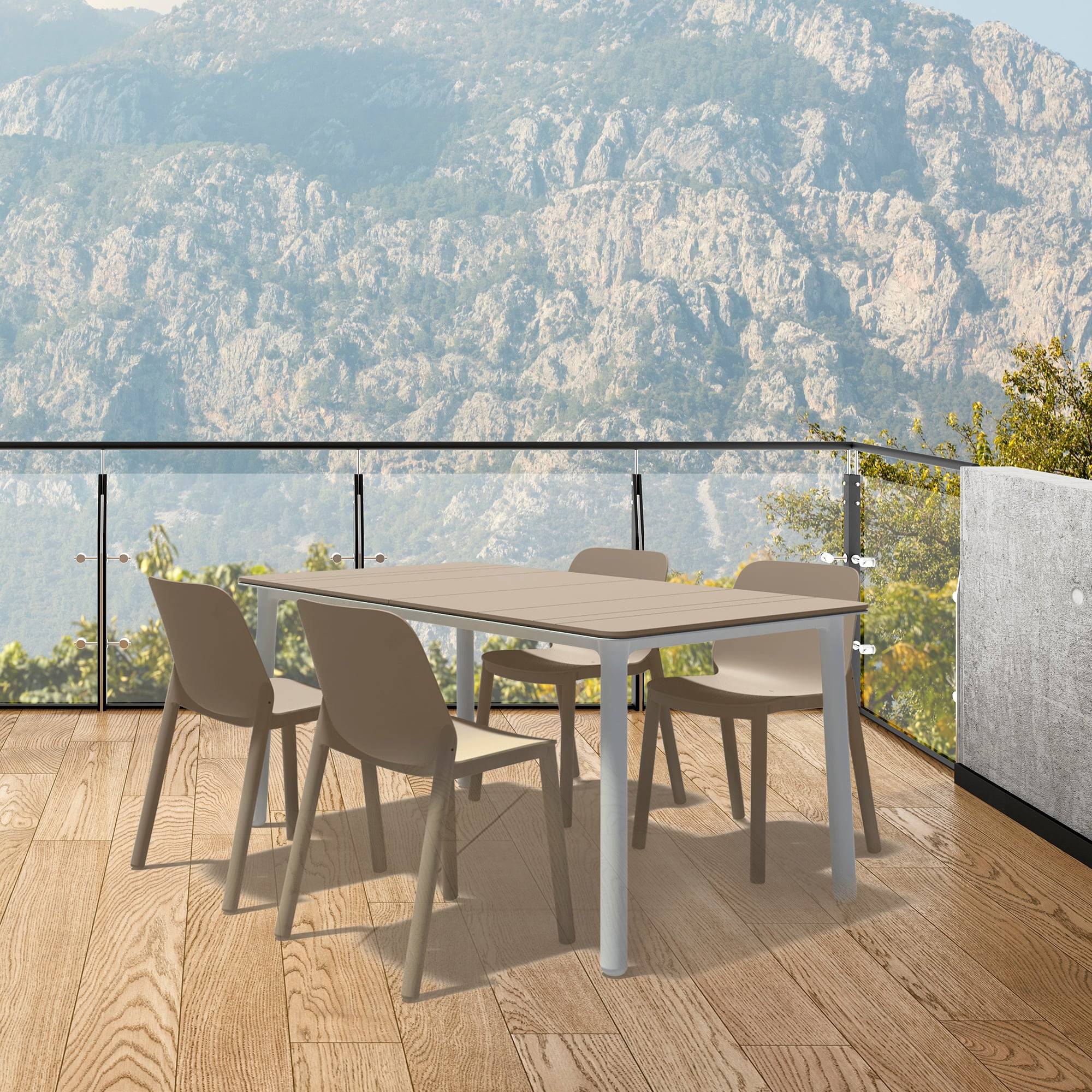 Set 4+1 chaises-table extérieur sable/blanc - sable NOA160-ONE garbar - Image 3