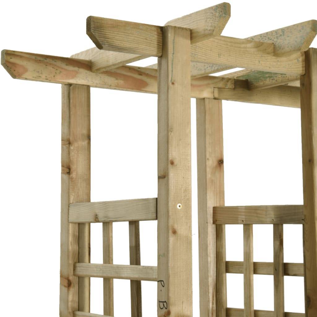ComfortXL - Pergola Banc Jardinière Bois Pin Massif Imprégné Arche Rosiers 230x198cm Brun - ComfortXL Outdoor Living - Image 5