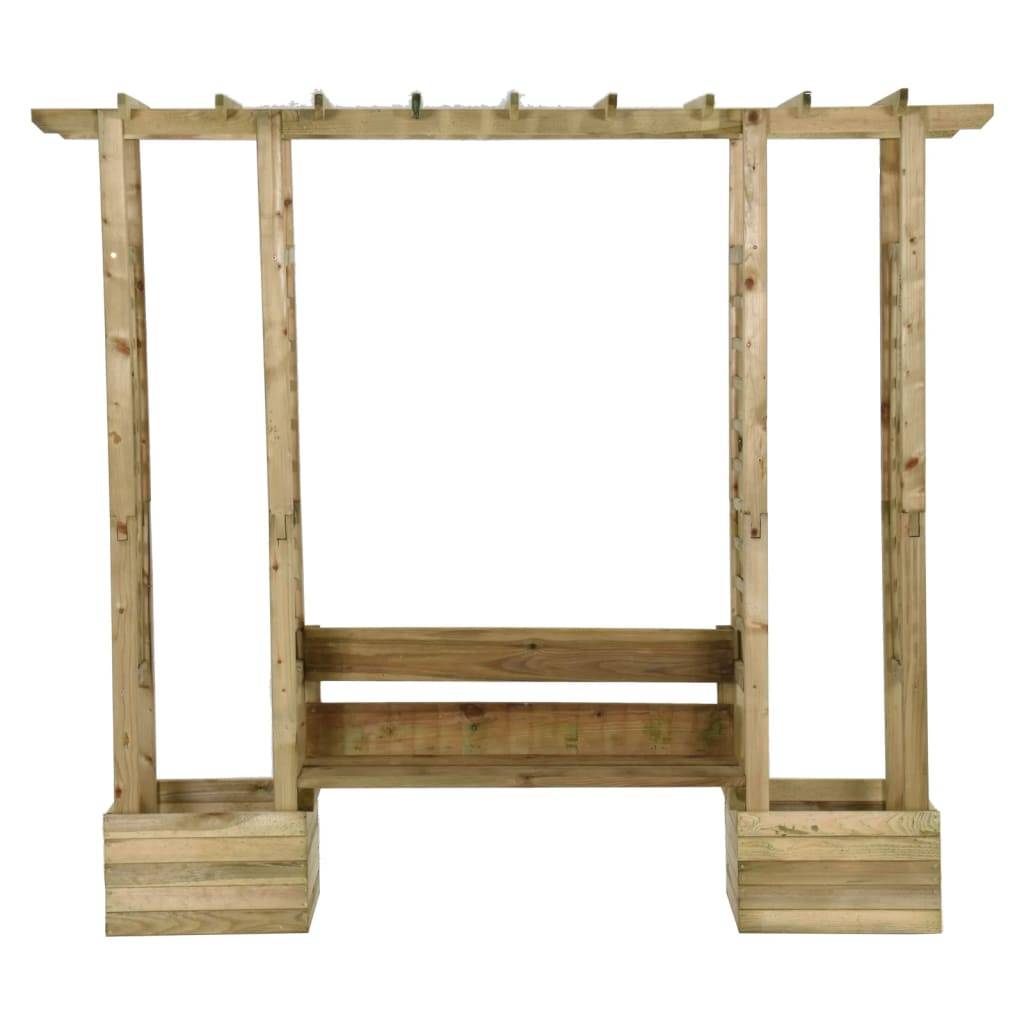 ComfortXL - Pergola Banc Jardinière Bois Pin Massif Imprégné Arche Rosiers 230x198cm Brun - ComfortXL Outdoor Living - Image 3