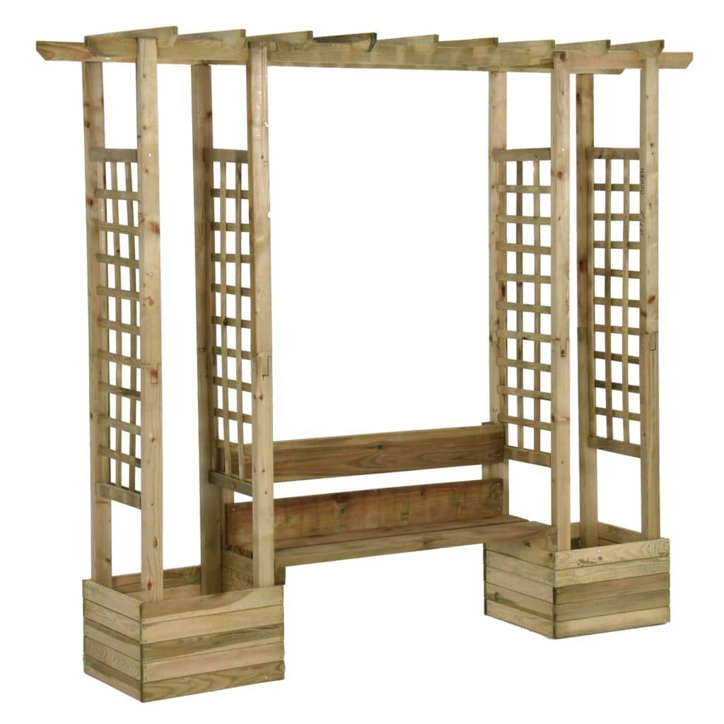 ComfortXL - Pergola Banc Jardinière Bois Pin Massif Imprégné Arche Rosiers 230x198cm Brun - ComfortXL Outdoor Living - Image 2