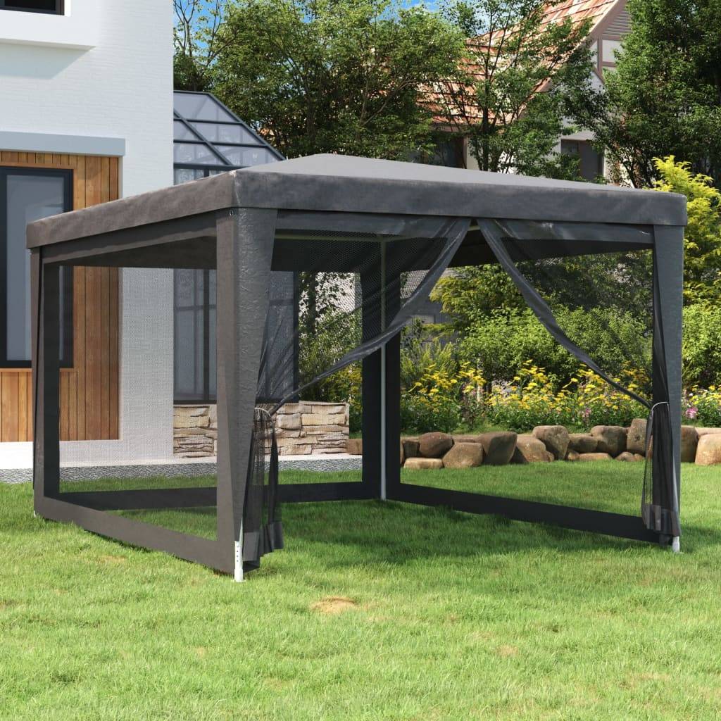 Tonnelle de Réception 4x3m Acier avec 4 Parois Moustiquaires Jardin Anthracite - ComfortXL Outdoor Living