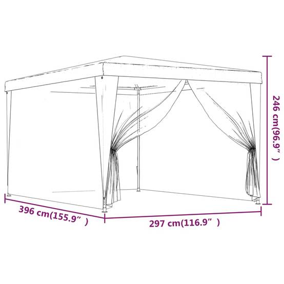 Tonnelle de Réception 4x3m Acier avec 4 Parois Moustiquaires Jardin Anthracite - ComfortXL Outdoor Living - Image 7