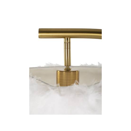 Lampadaire Imitation Plume "Semi Arc" 170cm Or & Blanc - Image 2